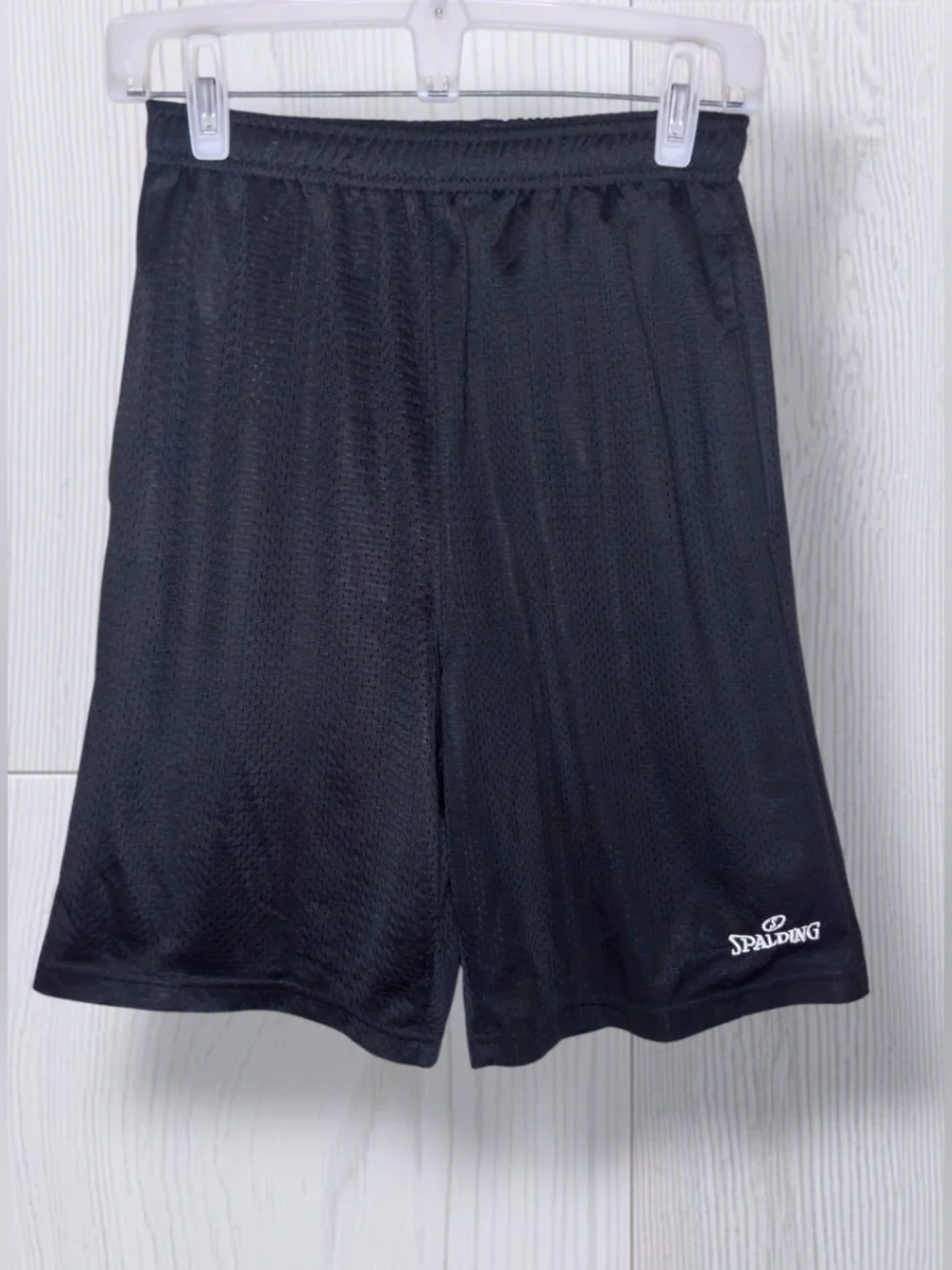 SPALDING Men's Black Mesh Basketball Shorts | Elastic Waist Athletic Gym Shorts